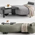 Modern Bed End Stool Curved Bench Low Tread Chaise 3d model