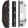 Modern Security Doors with Dark and White Designs Striped Patterns and Secure Locks 3d model