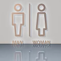 Male Female Restroom Signs With Metallic Design And Reflections