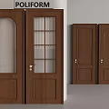 Wooden Swing Doors With Arched Glass Grid Panels And Solid Panel Designs 3d model