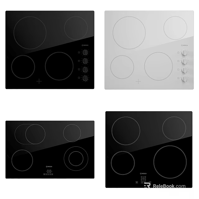 Stylish Electric Cooktops In Black And White With Sleek Design And Control Knobs 3d model 