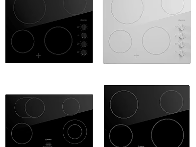 Stylish Electric Cooktops In Black And White With Sleek Design And Control Knobs 3d model