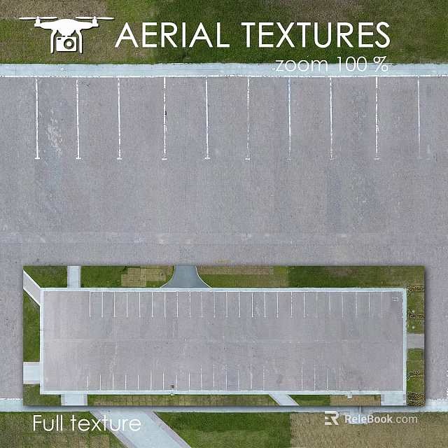 Parking Lot Components Including Parking Spaces Grass Dividers And White Line Markings 3d model 