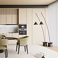 Modern dining room table and chair cabinet chandelier 3d model