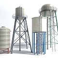 Industrial equipment sealed tank fermentation tank industrial facilities water tower 3d model