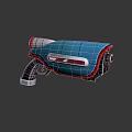 Futuristic Sci Fi Weapon With Blue Red Metallic Finish And Streamlined Design 3d model