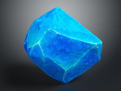 Blue Raw Gemstone Decorative Ornament Set With Polygonal Shape And Natural Texture 3d model