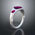 Silver Fashion Ring Featuring Red Diamond Shaped And Round Gemstones 3d model