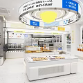 Modern Dessert Shop With Fresh Milk Baked Goods Display Cases Open Layout And Bright Lighting