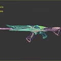 Futuristic Weapon Rifle With Sleek Streamlined Design And Blue Purple Pink Accents