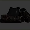 Fashionable Black Short Boots With Zipper Design And Worn Pair Showcase
