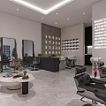 Modern Hair Salon Interior With Styling Chairs Mirrors And Round Wall Decor