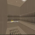 Modern SPA Sauna Interior Design With Wooden Panel Walls Bench Seating And Ambient Lighting