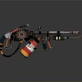 Custom Mechanical Weapon Design With Colorful Tank And Metal Nozzle Parts