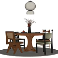 Middle Style Dining Table and Chair Round Dining Table 3d model