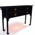 Black Classic Style Storage Cabinet With Four Drawers And Golden Round Knobs On Wooden Legs