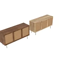 Modern Natural Wooden Sideboard With Rattan Door Panels And Minimalist Design