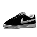 Black Casual Sports Shoes With White Sole And Silver Logo Design