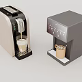 Modern Kitchen Appliances Featuring Coffee Machine And Water Dispenser With Cups 3d model
