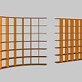 Modern Orange Open Shelving Bookshelf Design With Two Units And Multiple Compartments