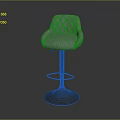 Light Gray Quilted Diamond Pattern Bar Stool With Metal Base And Swivel Design 3d model
