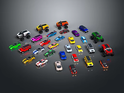 Assorted Colorful Toy Cars Collection Featuring SUVs Sports Cars and Trucks 3d model