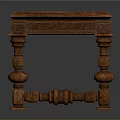 Classic Wooden Table With Carved Legs Drawer And Intricate Base Design