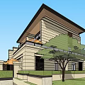 Modern Duplex Villa Exterior Featuring Balconies Large Windows And Landscaped Greenery