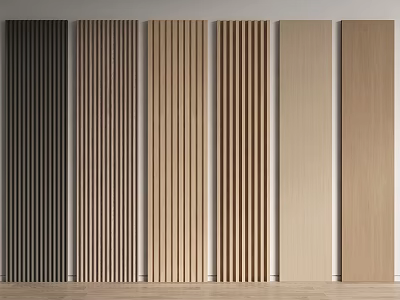 Wooden Wall Panels Featuring Vertical Grooves And Diverse Natural Wood Colors 3d model