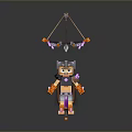 Man In Orange And Purple Armor With Headgear Weapon Structure Character Design