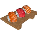 Fresh Assorted Sushi on Wooden Tray for Appetizing Japanese Cuisine
