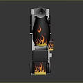 Concrete Mixer Truck With Flame Design Black Yellow Color Detailed Model