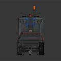 Red Cart Mover Towing Multiple Metal Shopping Carts In Retail Setting
