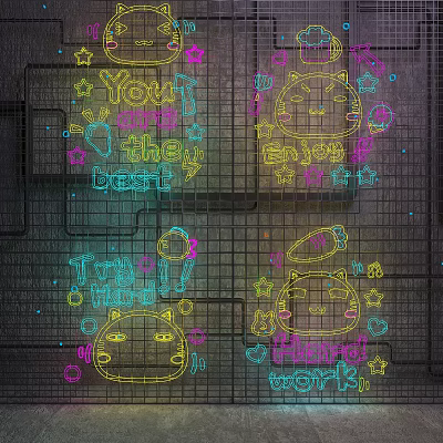 Modern neon national tide lamp decorative lamp 3d model