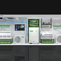Commercial HVAC Equipment Display Featuring VRF System And Air Conditioner Units With Green Elements