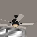 Modern Room Interior Featuring Ceiling Fan Light With White Blades And Window Blinds 3d model