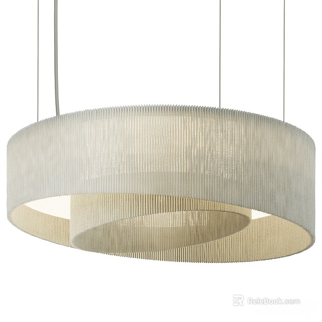 Modern Circular Double Layer Woven Pendant Light For Interior Decoration With Soft Beige Glow 3d model 