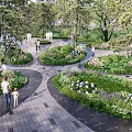 Well Designed Garden Plant Combinations With Colorful Flowers Green Shrubs Tall Trees And Winding Paths