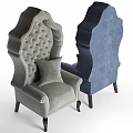 Elegant Tufted Armchairs Blue And Gray With Stitched Details And Wooden Legs