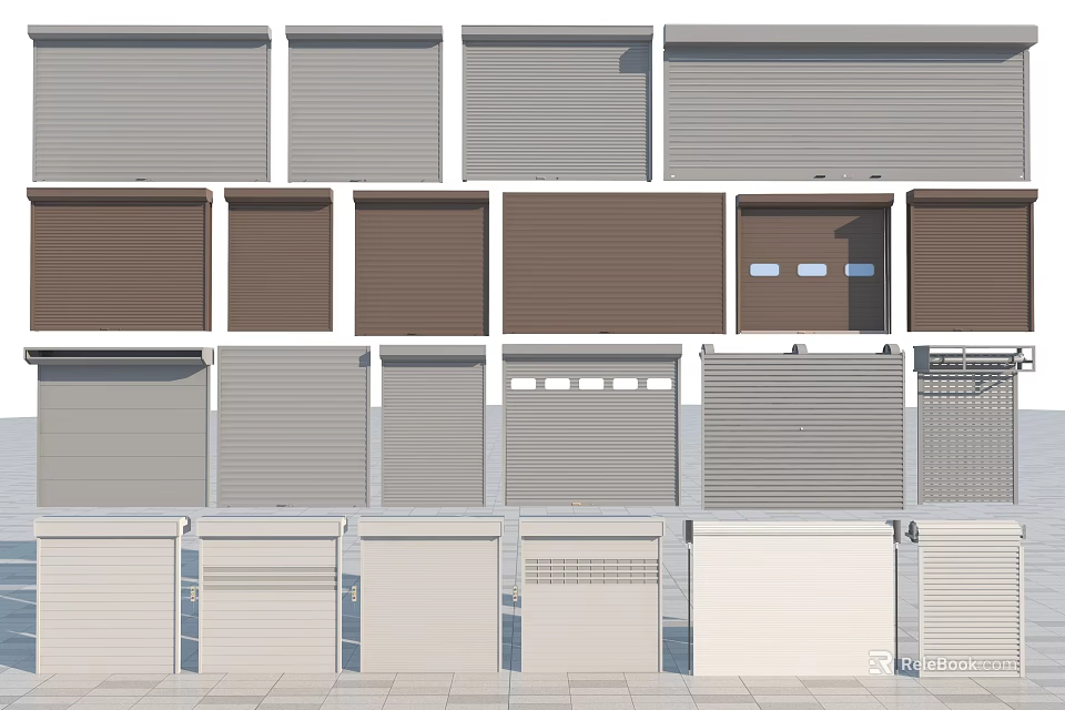 Various Roller Shutter Styles In Different Colors For Commercial And Residential Use 3d model