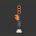 Orange Traffic Light With Signal Heads Control Box And Concrete Base