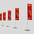 Red Advertising Flags On Water Injection Flag Poles For Outdoor