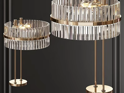 Two Elegant Modern Crystal Table Lamps With Golden Stands For Home Decor 3d model
