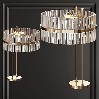 Two Elegant Modern Crystal Table Lamps With Golden Stands For Home Decor 3d model