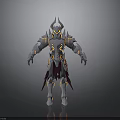 Fantasy Warrior 3D Character With Detailed Armor Golden Accents And Purple Cape
