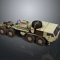 Sand Colored Military Tank With Six Wheels Spare Tire And Cargo Bed