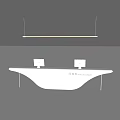 Modern Reception Desk Designs With Curved Straight Shapes And White Sleek Finish
