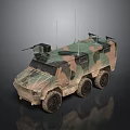 Military Camouflage Armored Wheeled Tank With Six Wheels Top Mounted Weapon And Antennas