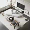 Modern Sofa And Coffee Table Set With TV Floor Lamp And Living Room Rug