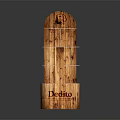 Elegant Wooden Arched Display Shelf With Decino Branding And Multiple Shelves